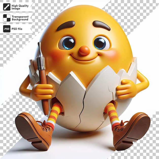 PSD humpty dumpty à l'œuf sur fond transparent