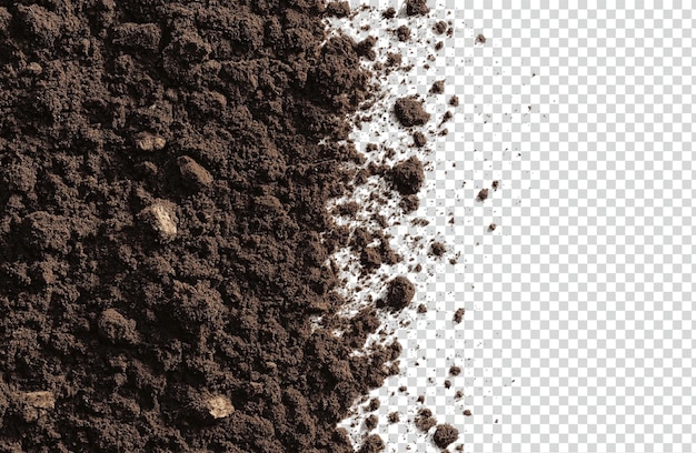 humus do solo, pilha de borda do fundo isolada em png branco ou transparente