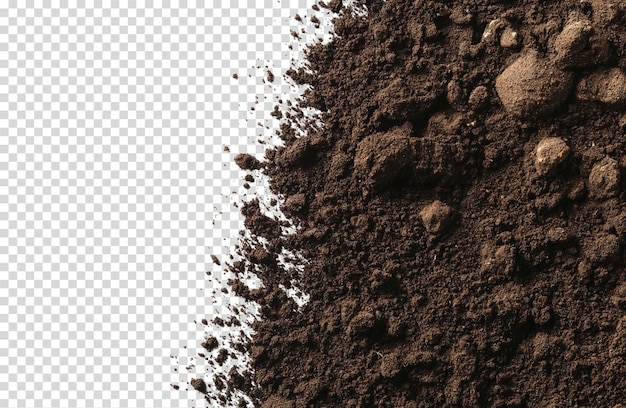 humus do solo, pilha de borda do fundo isolada em png branco ou transparente