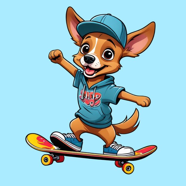 PSD hund im städtischen stil zeigt skateboard-tricks