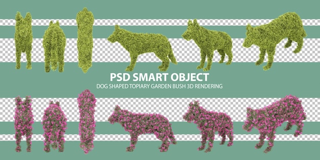 Hundeförmiger Topiary-Gartenbusch 3D-Darstellung isolierter Objekte