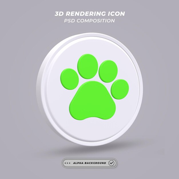 PSD hundepfote-symbol in 3d-rendering