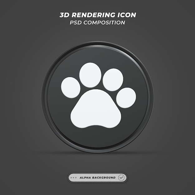 Hundepfote-Symbol in 3D-Rendering