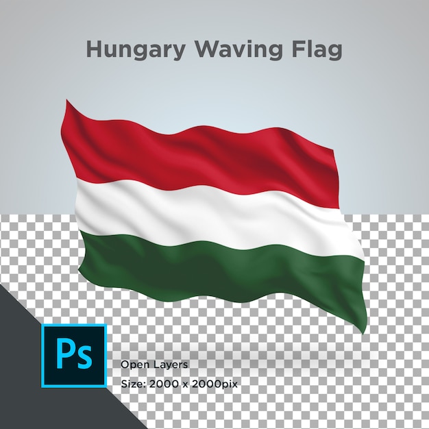 Hungary Flag Wave Transparent PSD