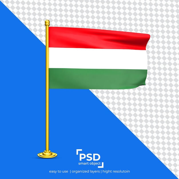 PSD hungría bandera ondeante conjunto aislado sobre fondo transparente