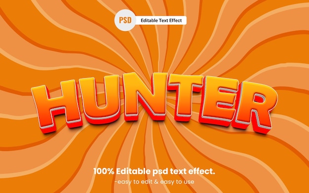 Hunter 3d texte entièrement texte modifiable et facile à utiliser effet de texte