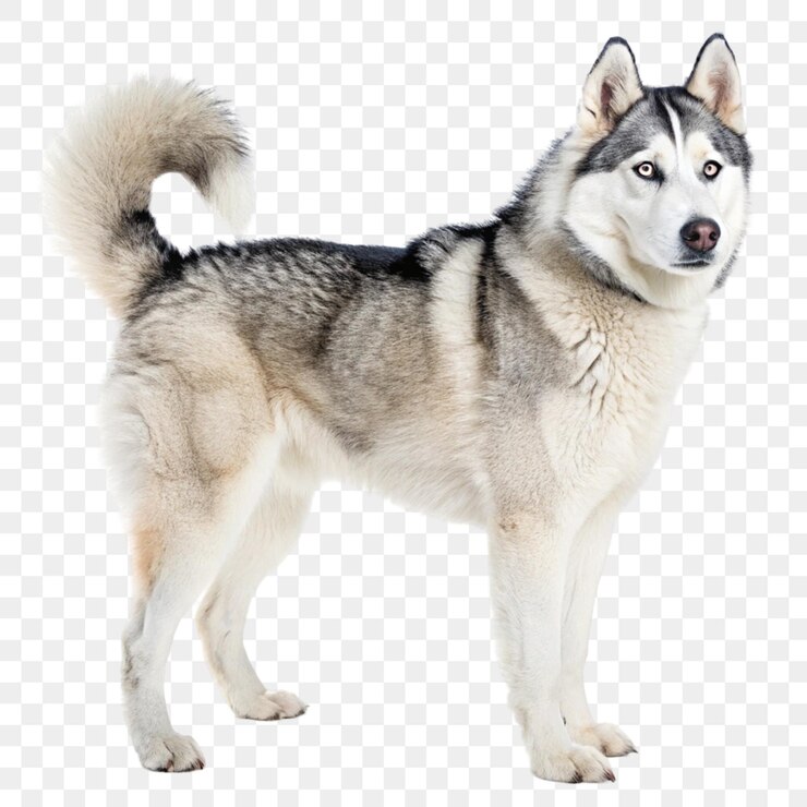 PSD husky siberiano isolado em fundo transparente