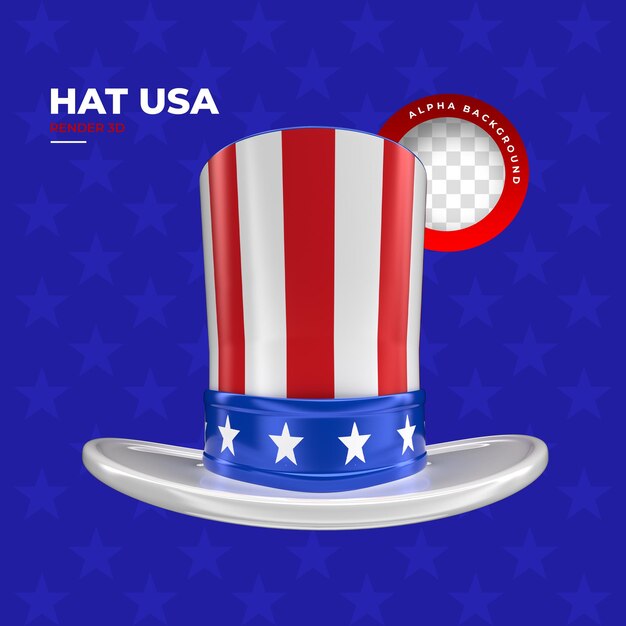 Hut mit Farben und US-Flagge in 3D-Darstellung