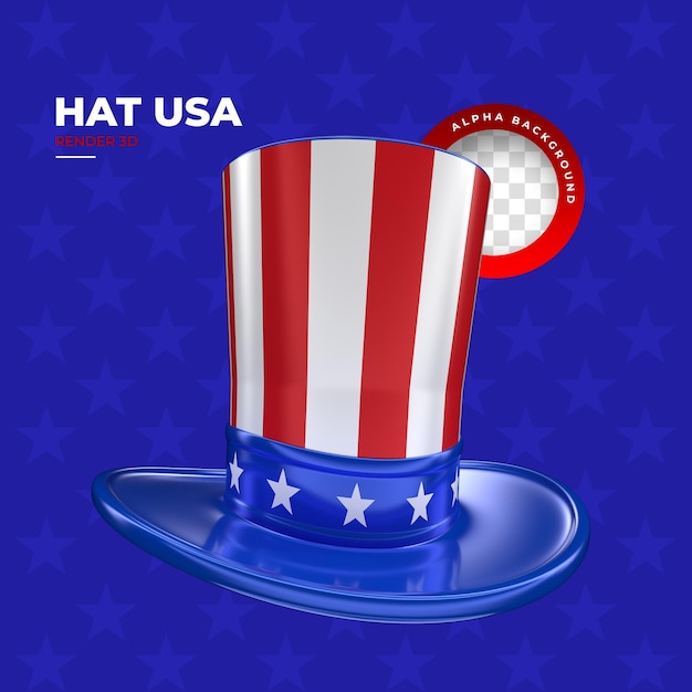 Hut mit Farben und US-Flagge in 3D-Darstellung
