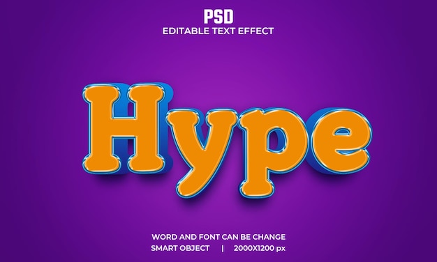 Hype 3d bearbeitbarer texteffekt premium psd mit hintergrund