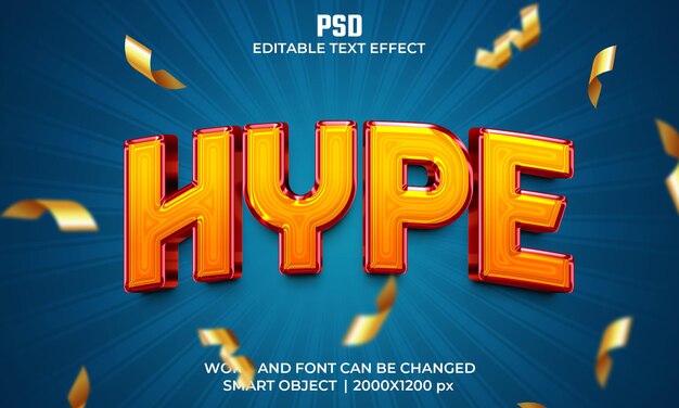 Hype 3d bearbeitbarer texteffekt premium psd mit hintergrund