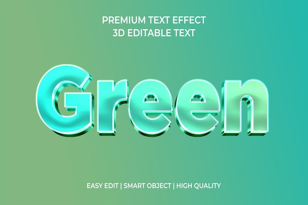 Hype-farbe 3d bearbeitbares texteffekt-mockup grün