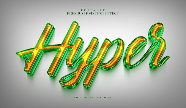 Hype goldene grüne bearbeitbare Premium-PSD 3D-Text-Effekt