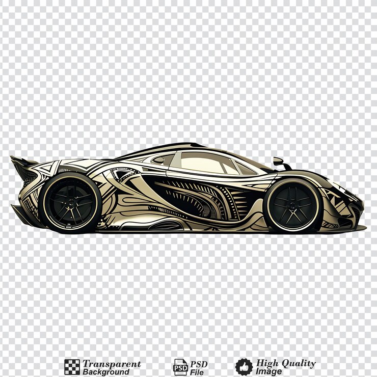 PSD hyper carro com design tribal isolado em fundo transparente