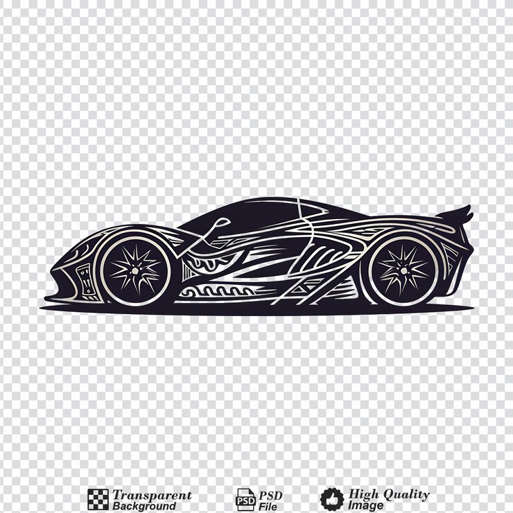 PSD hyper carro com design tribal isolado em fundo transparente