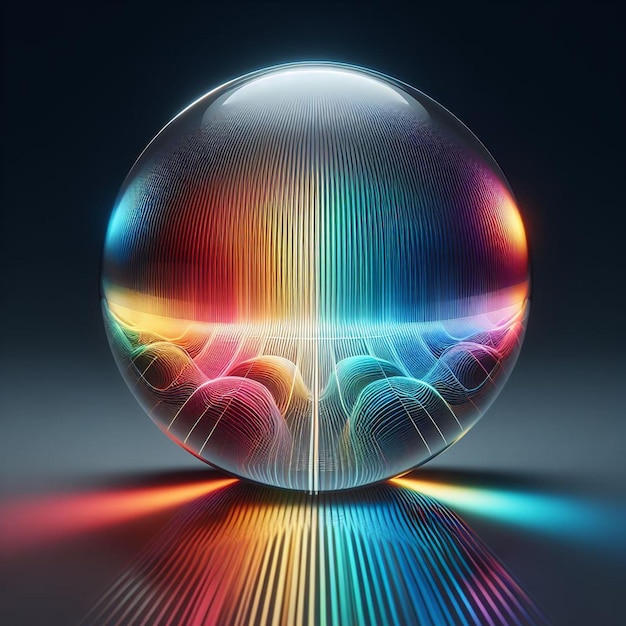 Hyper realisitc vector art colores espectrales colores de luz espectro esfera de vidrio rayo de luz