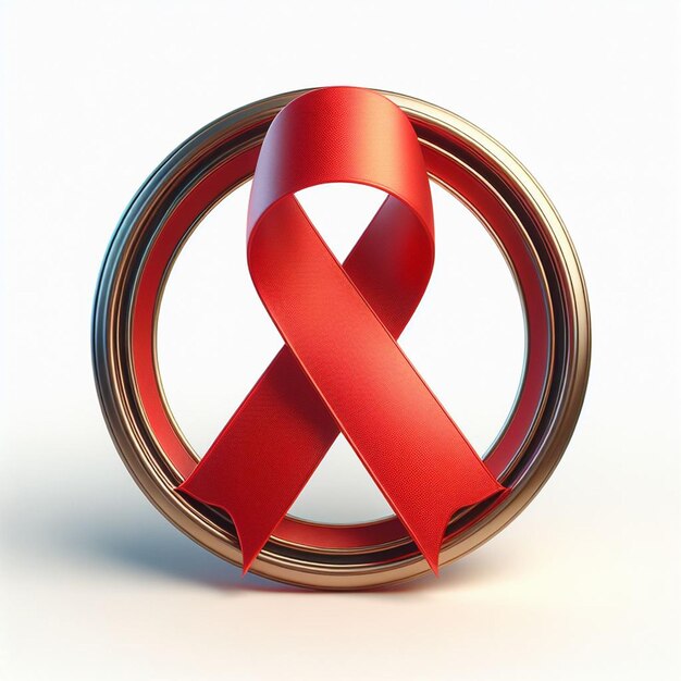 PSD hyper realisitc vector art icône de ruban rouge symbole du cancer logo banderole étiquette collée insigne