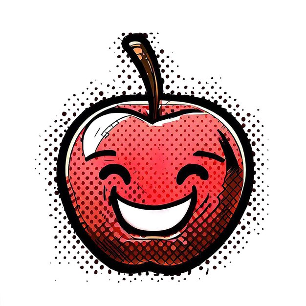 Hyper Réaliste Isolé Riant Souriant Fruit De Pomme Dessin Animé Illustration D'icône Avatar