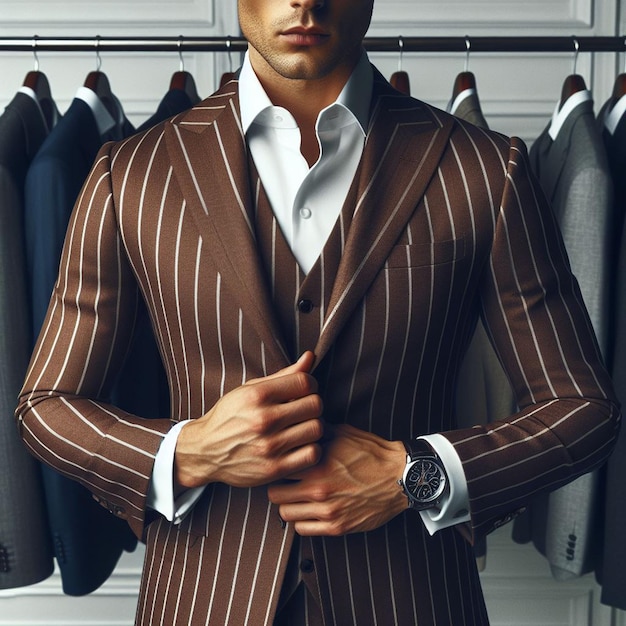 PSD hyper réaliste vector art hiver brun blanc homme costume masculin modèle de toile de fond blanche isolée