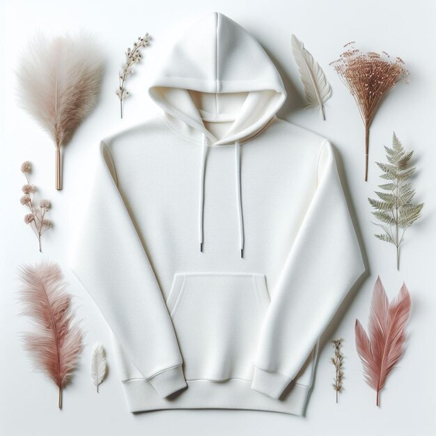 PSD hyper realistic vector art inverno branco em branco hoodie suéter isolado modelo de pano de fundo branco