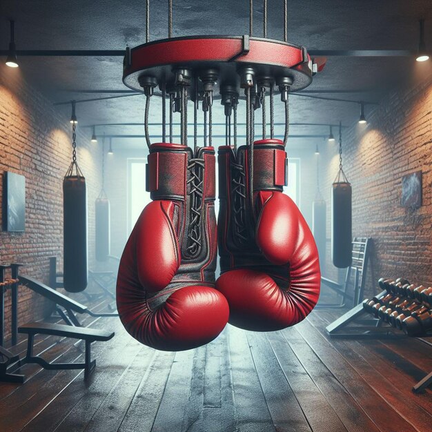 Hyper realistic vector art usado vermelho velho esporte sparring luta luvas de boxe papel de parede