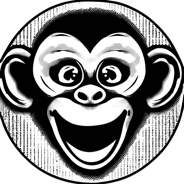Hyperalistische zeichnung schimpanse lächelnder lachzähne lustiger isolierter transparenter hintergrund