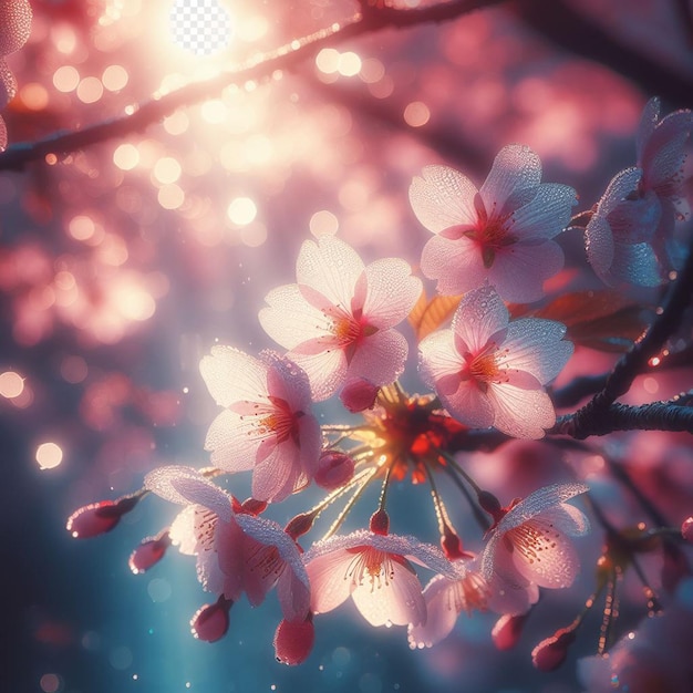 PSD hyperrealista japonês sakura cerejeiras floresce festival de primavera poster de fundo natureza pic