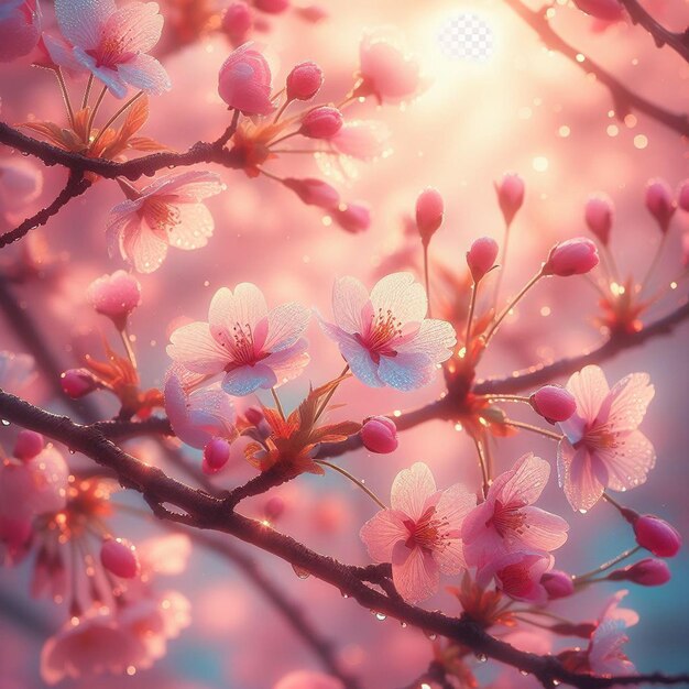 PSD hyperrealista japonês sakura cerejeiras floresce festival de primavera poster de fundo natureza pic