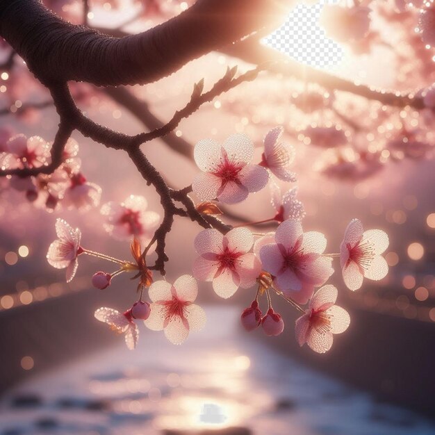 Hyperrealista japonés sakura cerezas en flor festival de primavera fondo póster naturaleza imagen