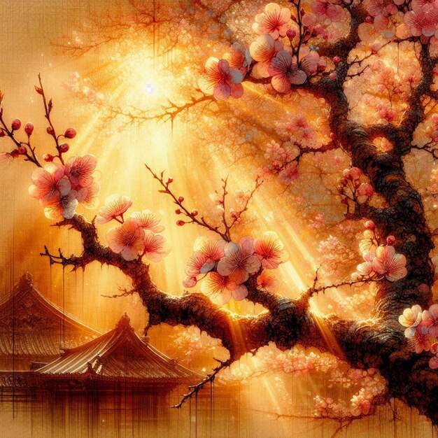 Hyperrealistische japanische sakura kirschblüten frühlingsfest hintergrund poster natur bild