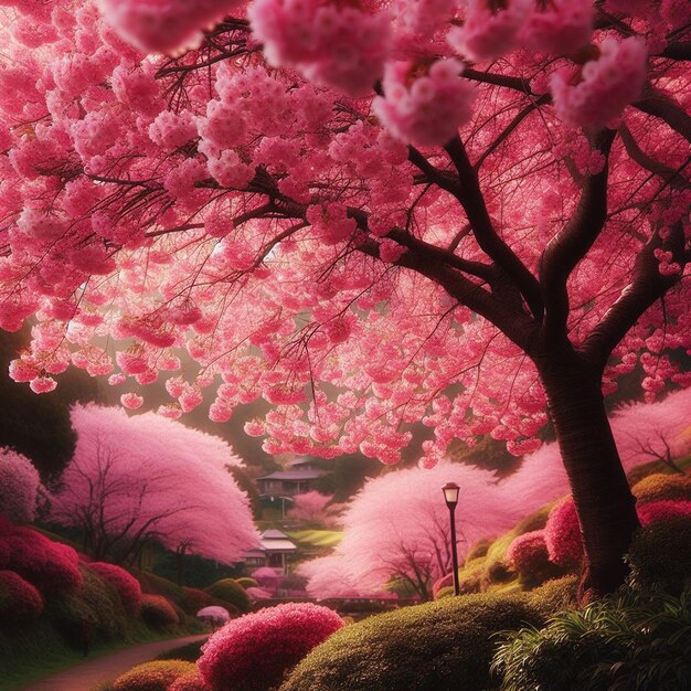 PSD hyperrealistische japanische sakura kirschblüten frühlingsfest hintergrund poster natur bild