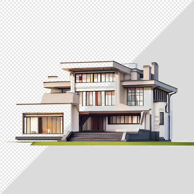 Hyperrealistische vektorillustration eines hauses, das auf einem transparenten hintergrund isoliert ist