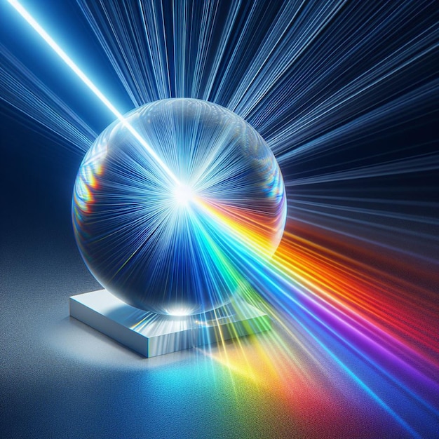 PSD hyperrealistische vektorkunst farbenfroher regenbogen lichtspektrum glaskugel balken tapete hintergrund