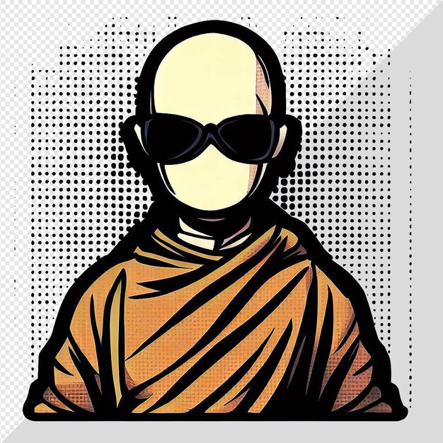 PSD hyperrealistische vektorkunst illustration lachender mönch buddhistischer isolierter transparenter hintergrund avatar