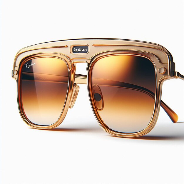 PSD hyperrealistische vektorkunst modische retro goldene sonnenbrille isoliert auf weißem hintergrund