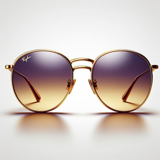 PSD hyperrealistische vektorkunst modische retro goldene sonnenbrille isoliert auf weißem hintergrund