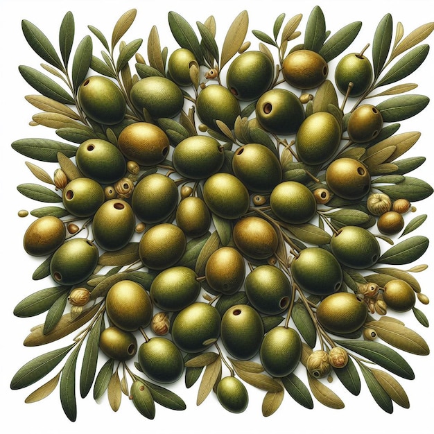 Hyperrealistische vektorkunst nahtlose frische leckere oliven olivenfrüchte muster textur hintergrund-ikonen