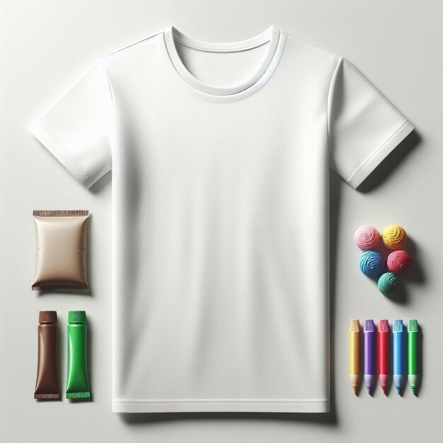 PSD hyperrealistische vektorkunst weiße stoff vcollar t-shirt-mockup mockup isolierter weißer hintergrund
