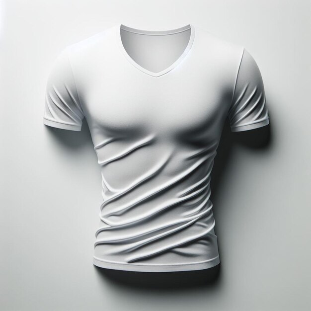 PSD hyperrealistische vektorkunst weiße stoff vcollar t-shirt-mockup mockup isolierter weißer hintergrund