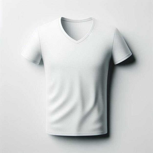 Hyperrealistische vektorkunst weiße stoff vcollar t-shirt-mockup mockup isolierter weißer hintergrund