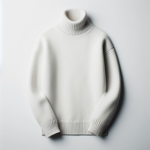 PSD hyperrealistische vektorkunst winterweiß blank turtleneck pullover isolierter weißer hintergrund-mockup