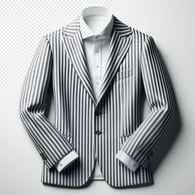 PSD hyperrealistisches klassisches schwarz-weißes hemd, maßgeschneiderter anzug, isolierter, transparenter hintergrund-mockup