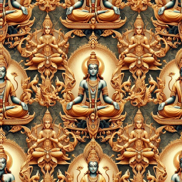 PSD hyperrealistisches muster des hindu-gottes rama navami illustration