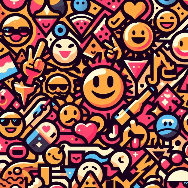 PSD hyperrealistisches muster von lächelnden emoticons, emoji-avatar, schickes design, nahtlose stofftextur