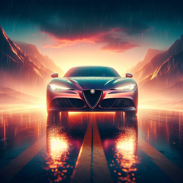 PSD hyperrealistisches porträt eines klassischen alfa-romeo-autos