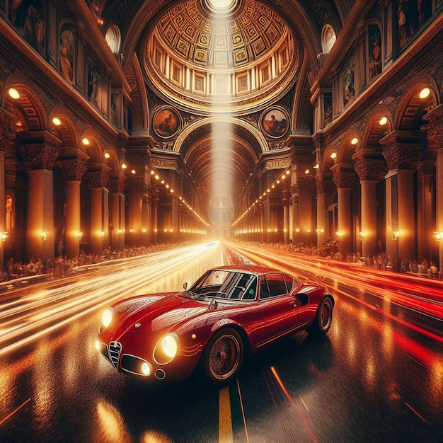 Hyperrealistisches porträt eines klassischen alfa-romeo-autos