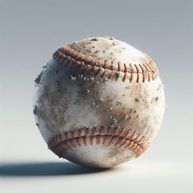 PSD hyperrealistisches vector art-leder verwendet baseball-kugel isoliert weißer hintergrund