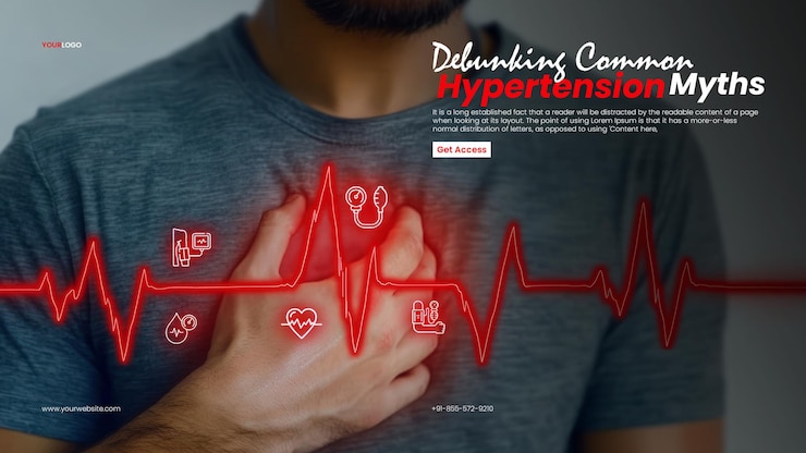 PSD hypertonie heilmittel hypertonie komplikationen banner vorlage mit mann mit herzfrequenzlinie und schmerzzeichen in der brust, das einen herzinfarkt oder einen kritischen gesundheitszustand darstellt