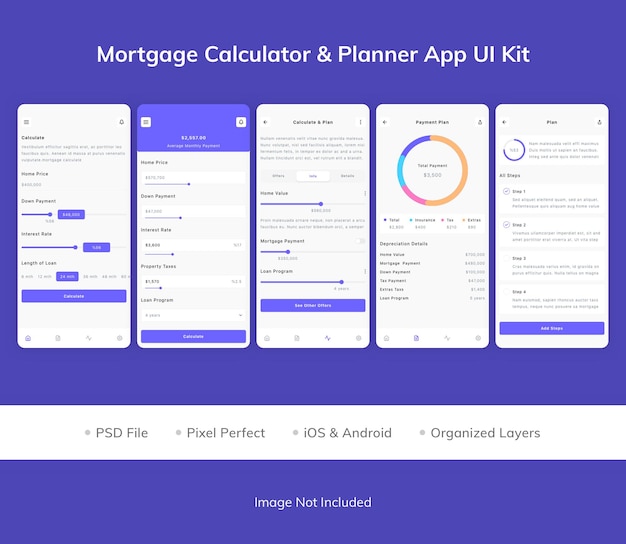 Hypothekenrechner amp planner app ui-kit