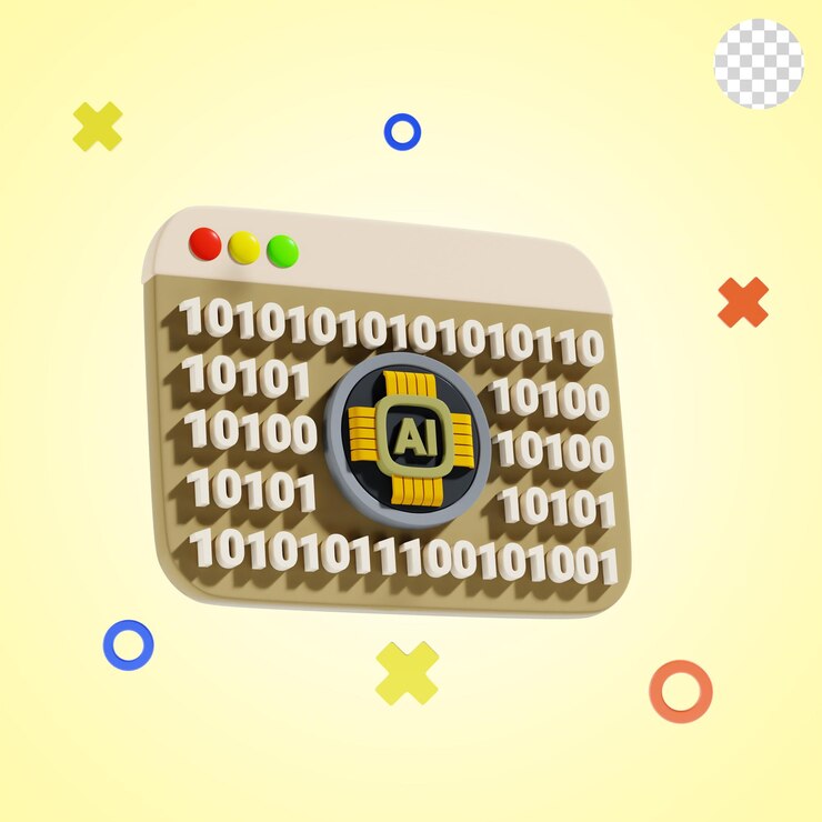 PSD i algoritmo icono 3d y ilustración